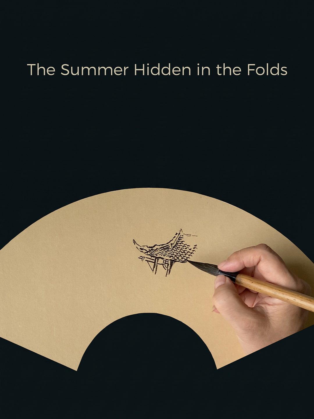 Video cover: a hand paints the roof of a pavilion on a blank fan, under the title The Summer Hidden in the Folds.